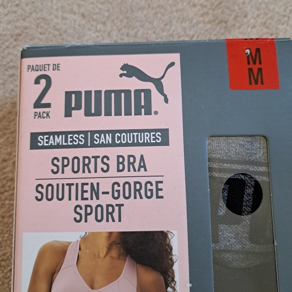 New! Puma 2 pack Seamless Sports Bras Medium Grey Black Convertible NWT - Picture 5 of 12
